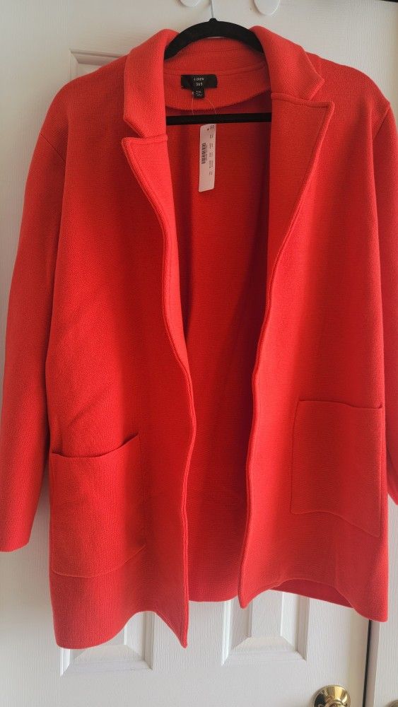 NWT J.crew Sophie In Bright Cerise Red Open-front Sweater Blazer Cardigan