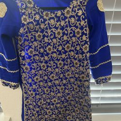 Girls Fancy Chafoon Shirt Embroidered Blue Color 