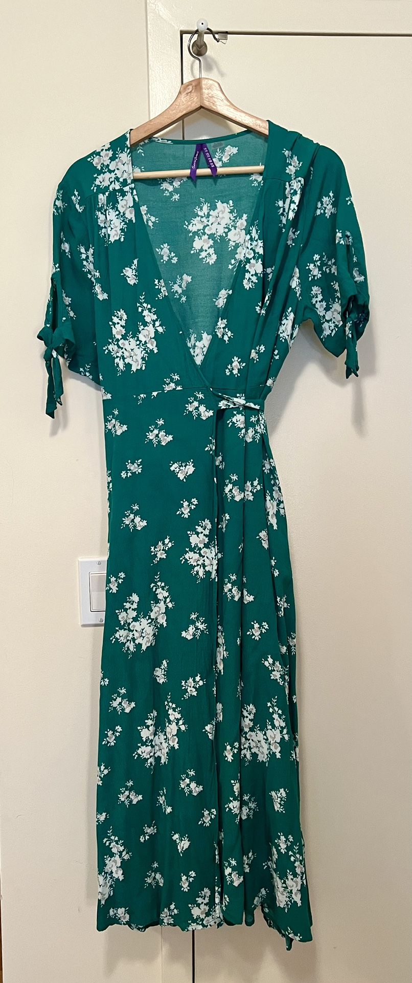 Maternity Green Floral Midi Dress