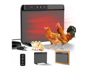 0401: New Chicken Coop Heater, 200W UL Certified Radiant Panel, Black
Chicken Heater for Coop with Adjustable Temperature, Remote Control & Memory for