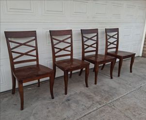 4 Large Wood Dining Chairs