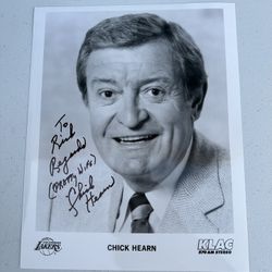 Autographed 8 x10 Los Angeles Lakers Chick Hearn Klac Radio Station Press Photo