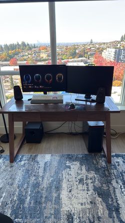 Wooden Computer Desk with Drawers