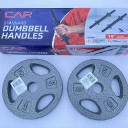 CAP Dumbbell Handles & 5lb Cast Iron Plates BRAND NEW