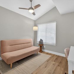 NEW: Living Spaces Pink Sofa/Futon