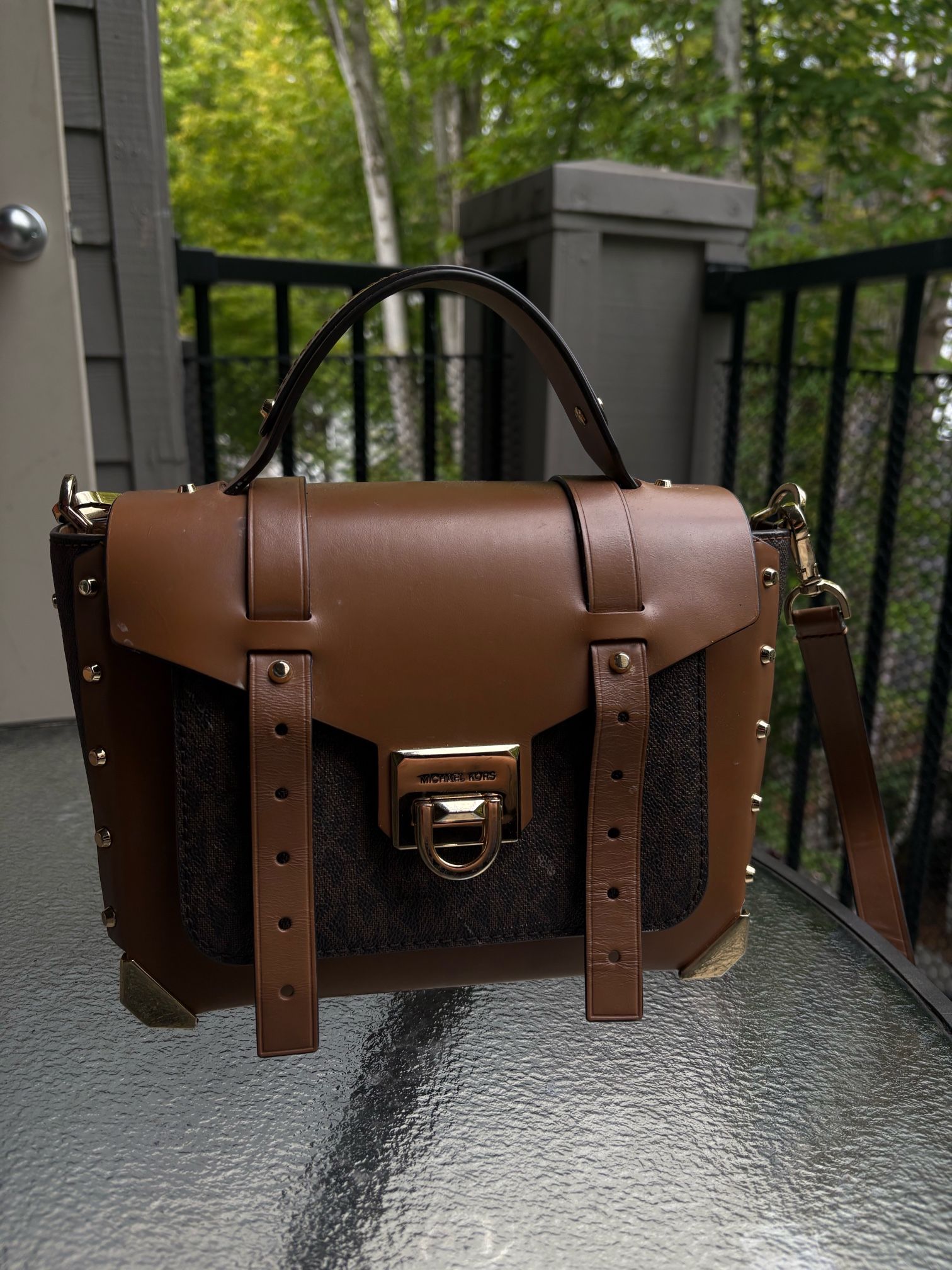 Michael Kors Brown & yAcorn Manhattan Large Satchel
