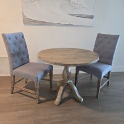 36" Round Table With Pedestal Base & 2 Chairs