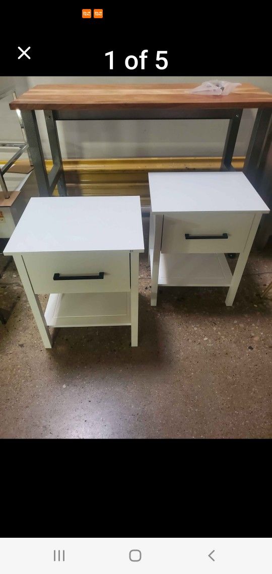 Set Of Two White Nightstands (New In A Box)