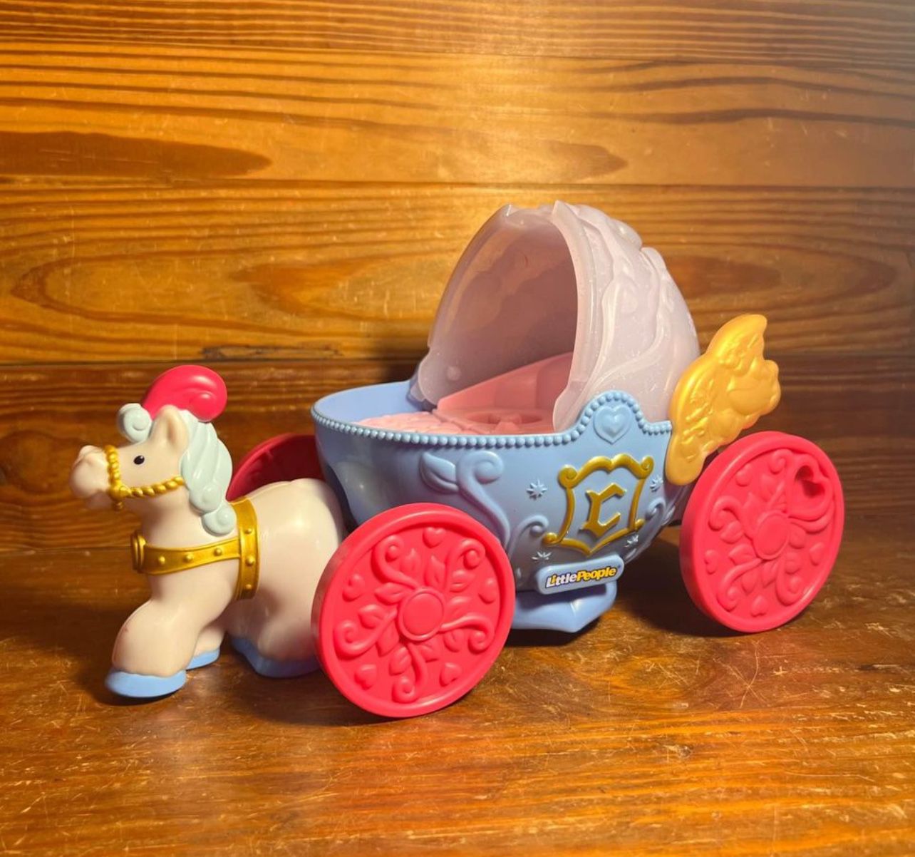 🌈Fisher Price Little People Disney Princess Cinderella Musical Carriage & Horse