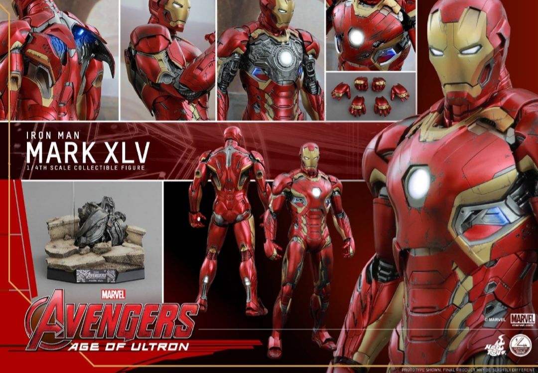 Hot Toys Iron Man Mark XLV 45 Sideshow 1/4 Premium Collectible Avengers Marvel Movie MCU