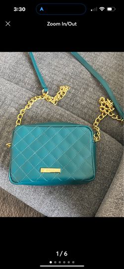 Iman Crossbody Teal Gold Chain Purse