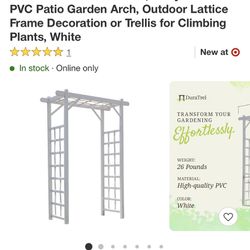 Dura-Trel Elmwood Arbor, 57 by 85 Inch PVC Patio Garden Arch, Outdoor Lattice Frame Decoration or Trellis for Climbing Plants, White