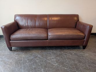 Classic Brown Leather Three-Seater Sofa