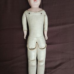 Antique 14.5in Doll - Leather Body with Metal Head
