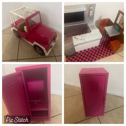 Bundle of 18 inch dolls, accessories, furniture, etc