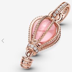 New Pandora Rose Gold Pink Hot Air Balloon Dangle Charm