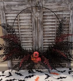 18in hoop Halloween wreath/ orange pumpkins HANDMADE artificial