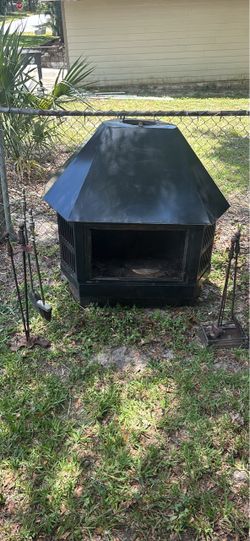 Outdoor Metal Wood Burning Fireplace