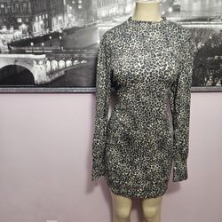Size L but Can Fit XL Long Sleeve Dress Mini Leopard Cheetah 