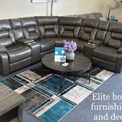 Gray Power Sectional Recliner ( W/cup Holder & USB ports)