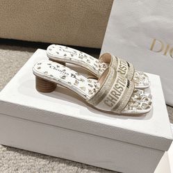 Dior classic embroidered braided flat slippers(off10)