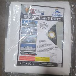 8ft × 30ft Super Heavy Duty White Tarp 