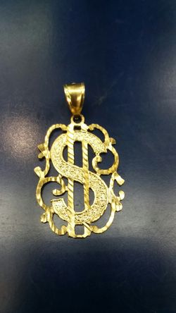 14K GOLD chain & charm 26inch long 14.6 grams total