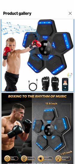 2026 Music Boxing Machine for Adults and Kids, Smart Bluetooth Boxing Training Equipment with Gloves Wall Mounted, Workout Punching Machine for Home,O