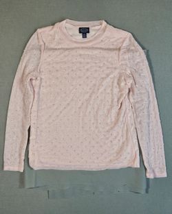 Scoop Women Pink Beaded Mesh Long Sleeve Top M