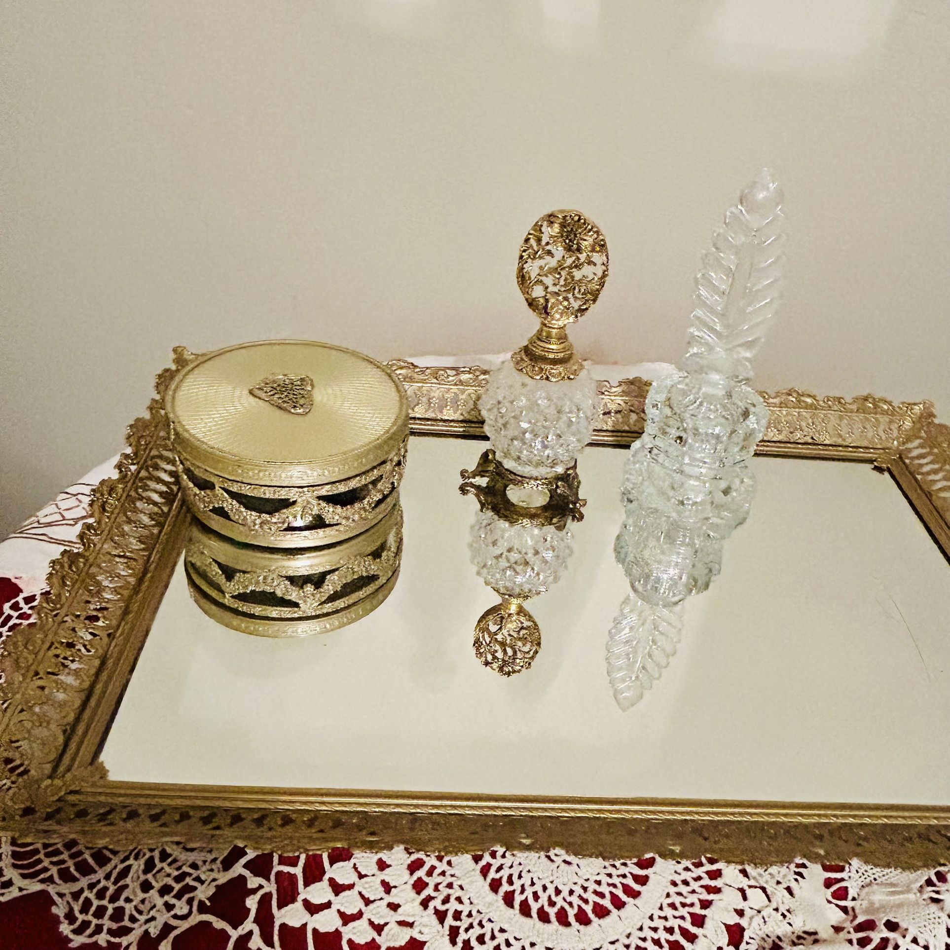 Vintage Hollywood Regency Mirrored Vanity Tray — Large 18\