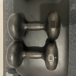 Vintage Dumbbells Pair Of 20 Lbs And 12 Lbs