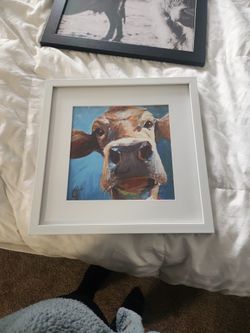 Framed Cow Picture
