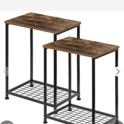 Nightstands Set Of 2, Side End Table With Storage Shelves, Farmhouse Side Tables 2 Tier Bedside Stand Table For Bedroom Living Room, Brown Brown 2 Pac