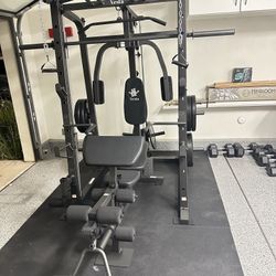 Smith Machine 1001 w/Bench Attachment | 230lb Bumpers Olympic Weights | 7ft Olympic Bar | Gym Equipment | FREE DELIVERY🚚 