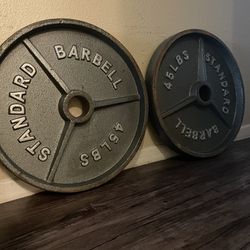 45 Lb Olympic Weights FEW SETS AVAILABLE $80 PER SET OR $75 IF BUYING MULTIPLE 