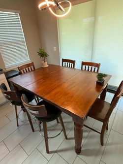 Wood Counter-Height Dining Table with Chairs