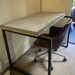 Concrete And Metal Desk/Table