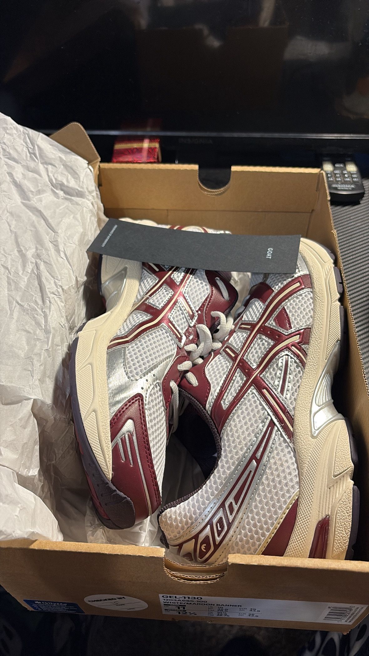 White & Maroon ASICS