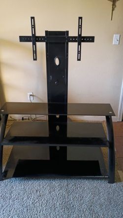 3-Tier Black Glass TV Stand with Mount