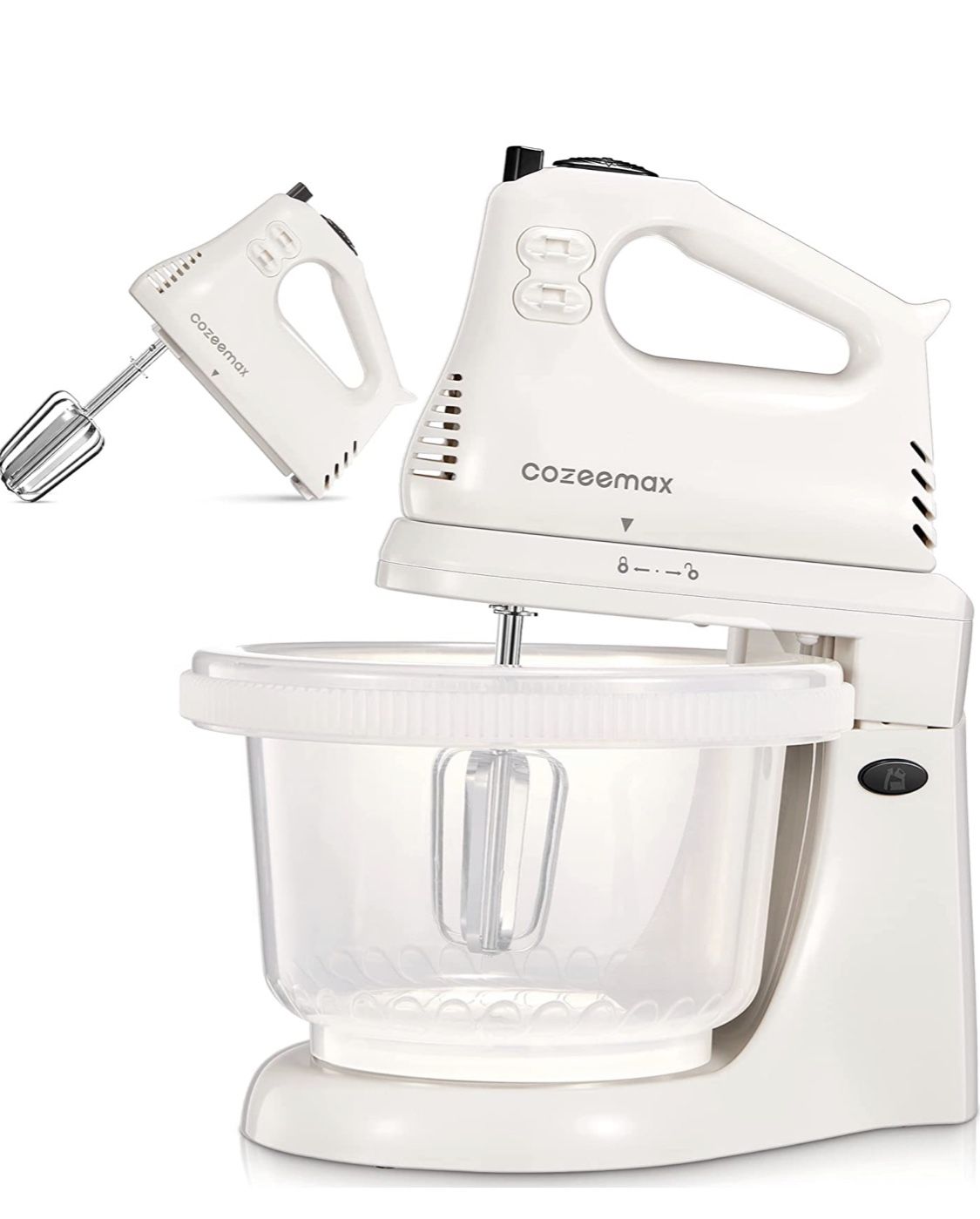 Stand Mixer, Cozeemax Electric Mixer for Daily Use, 3 Speed Stand Mixer with 3 qt Stainless Steel Mixing Bowl, Dough Hooks & Beaters for Dressings, Fr