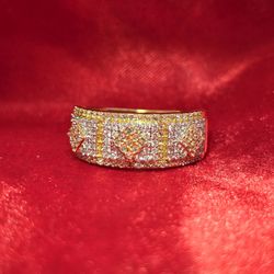 10k Yellow Gold Diamond Round Brilliant Cut Ring 0.90 ctw