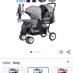 Double Stroller for Infant Toddler, Foldable Double Baby Stroller with Tandem Seating and Adjustable Backrest 