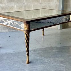 E.J Victor Etched mirrored Glass & Gilt Metal coffee table