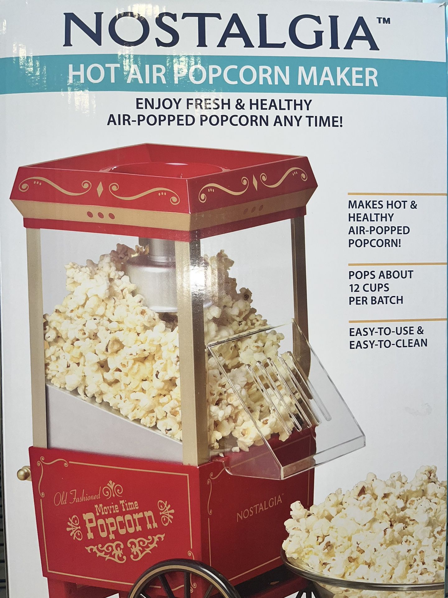 Nostalgia 12 Cup Hot Air Popcorn Maker - Red