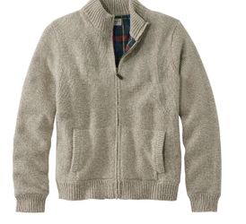 Men's L.L.Bean Classic Ragg Wool Sweater, Full-Zip Flannel-Lined.size L.