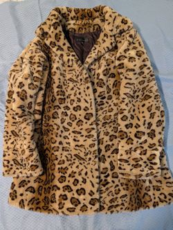 Gallery Women’s Leopard Print Coat Beige/Brown/Black 1X Button Collared Lined