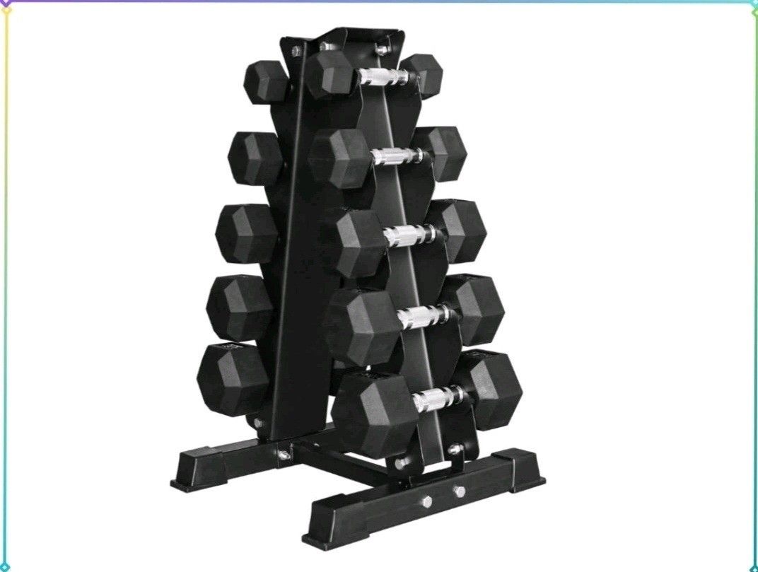 150LB Dumbbell Weight Set and Rack