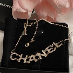 Chanel Necklace Choker With Crystals  Gold Tone