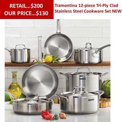 Tramontina 12-piece Tri-Ply Clad Stainless Steel Cookware Set