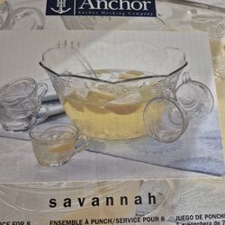 Glass Punch Bowl Set